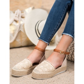 SHELOVET Espadrilles à la mode avec dentelle beige 2