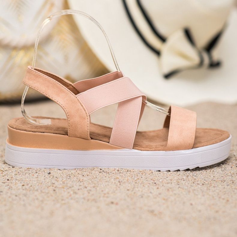 SHELOVET Sandales poudre avec élastiques brun rose 2