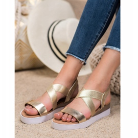 SHELOVET Sandales dorées à élastiques d'or 1