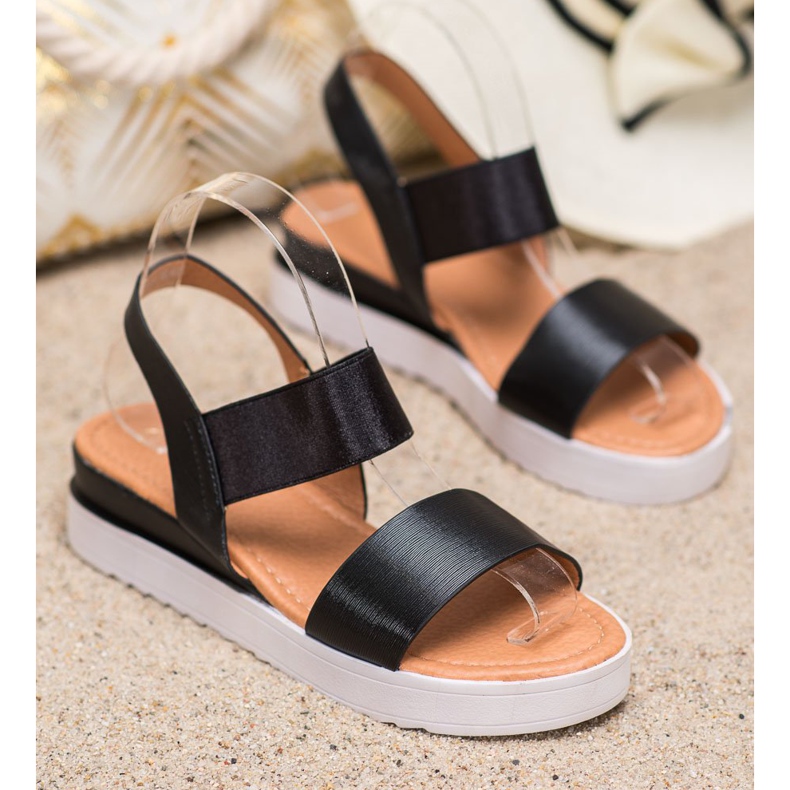 SHELOVET Sandales noires sur la plate-forme 1