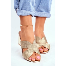 S.Barski Chaussons Femme Sur Talon Slip Or Invité doré 2