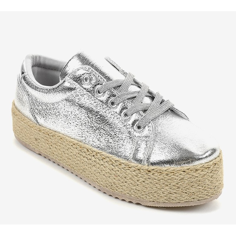 Espadrilles à lacets argentées 6220 gris 1