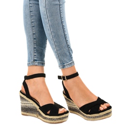 Espadrilles compensées noires 150-613 1