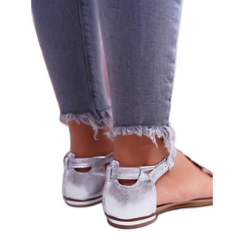 Sandales Femme Cuir Plat Argent Nicole 2403 Melbourne gris 3