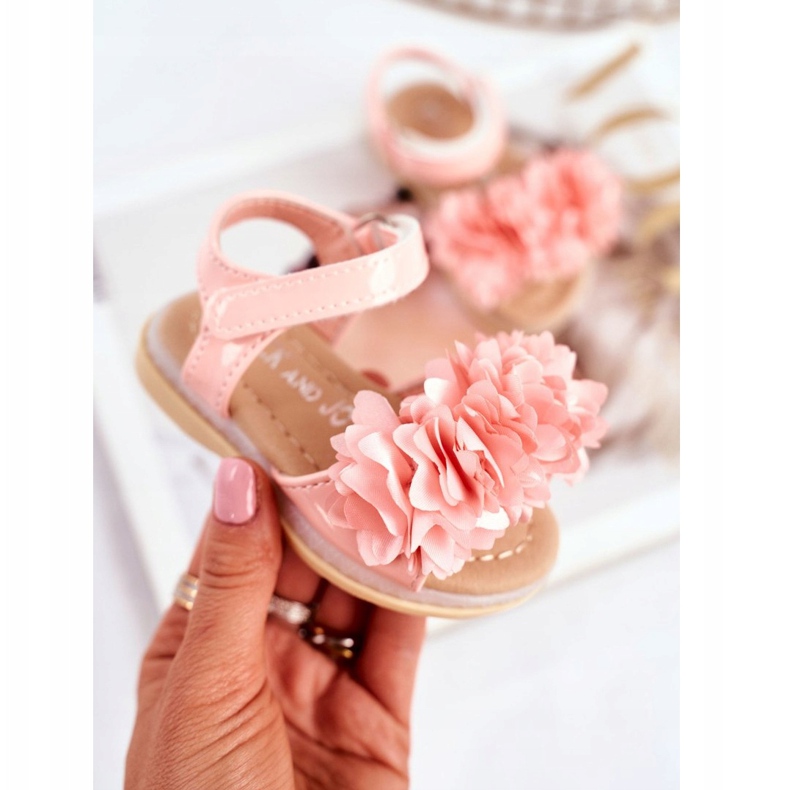 FRROCK Sandales Enfant Avec Velcro Rose Brillant Milena 2