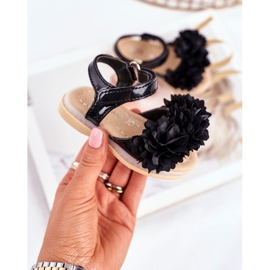 FRROCK Sandales Enfant Avec Velcro Noir Brillant Milena 2
