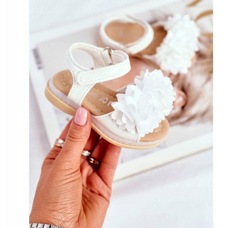 FRROCK Sandales Enfant Avec Velcro Blanc Brillant Milena blanche 1