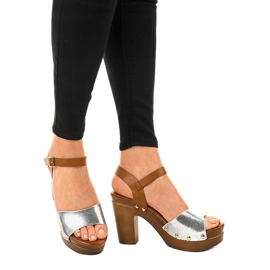 Sandales à talons argentées 150-615 brun gris 1