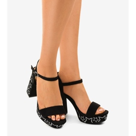 Sandales noires sur tige en daim 99435-4 1