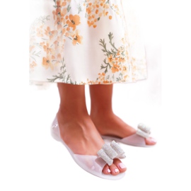 Lu Boo | Ballerines Caoutchouc Meliski Bow Blanc Cindela incolore 1