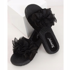 Pantoufles noires pour femmes noires YQ227 Noir 1