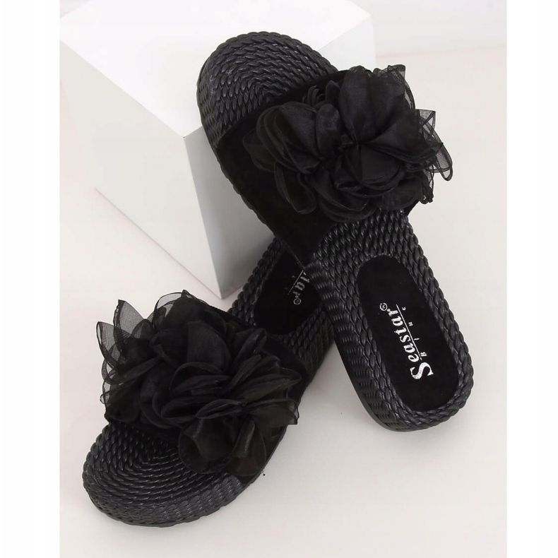 Pantoufles noires pour femmes noires YQ227 Noir le noir 1