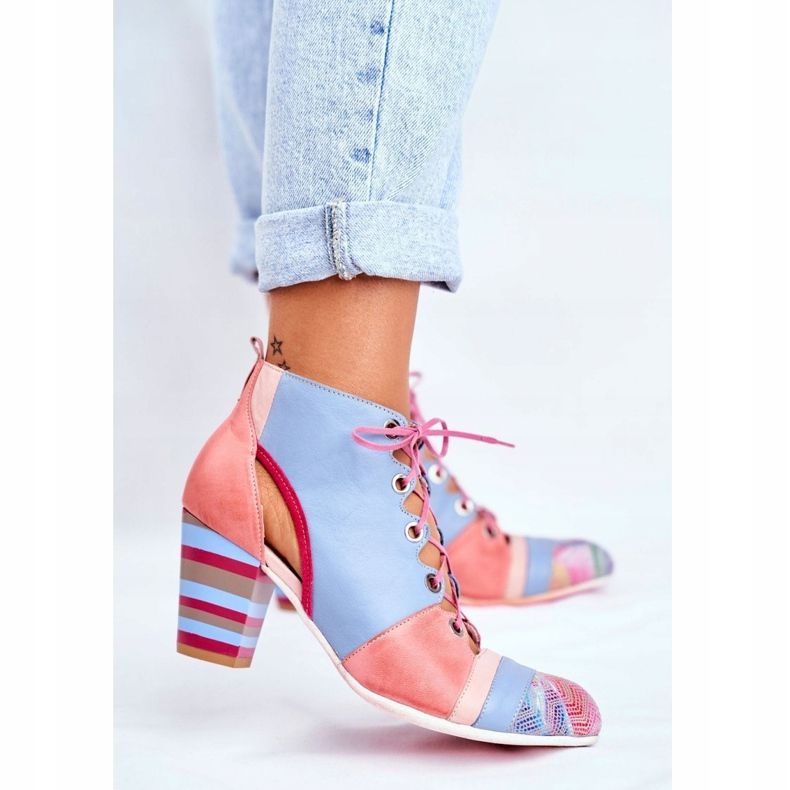 Bottes à Talons Femme Cuir Maciejka Printemps 03938-15 bleu rose 1 Bottes à Talons Femme Cuir Maciejka Printemps 03938-15 bleu rose 1