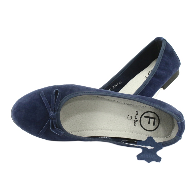 Filippo Ballerines en cuir bleu marine avec nœud DP1231 / 20 4