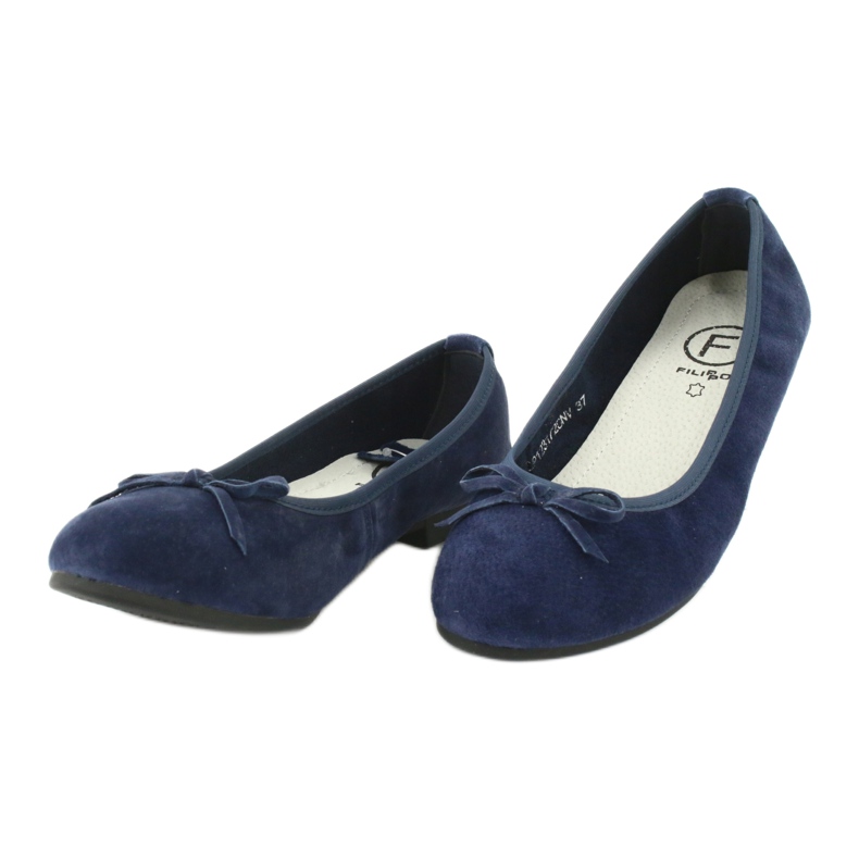 Filippo Ballerines en cuir bleu marine avec nœud DP1231 / 20 2