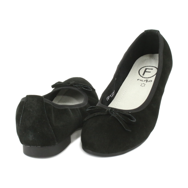 Filippo Ballerines en cuir noir avec nœud le noir 2