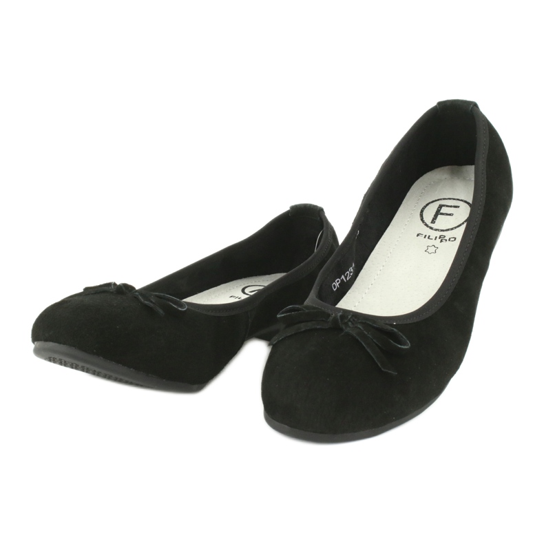 Filippo Ballerines en cuir noir avec nœud 1