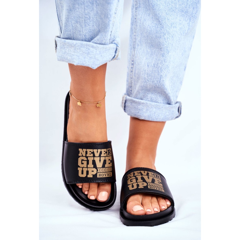 ADY Chaussons Femme Never Give Up2 Or Noir 2