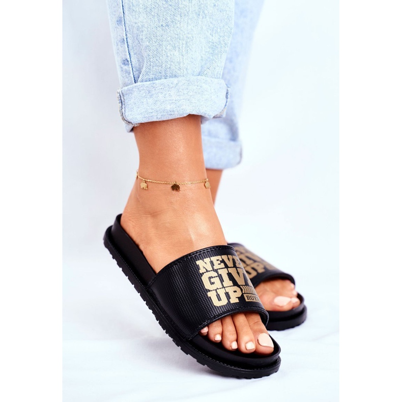 ADY Chaussons Femme Never Give Up2 Or Noir le noir 1