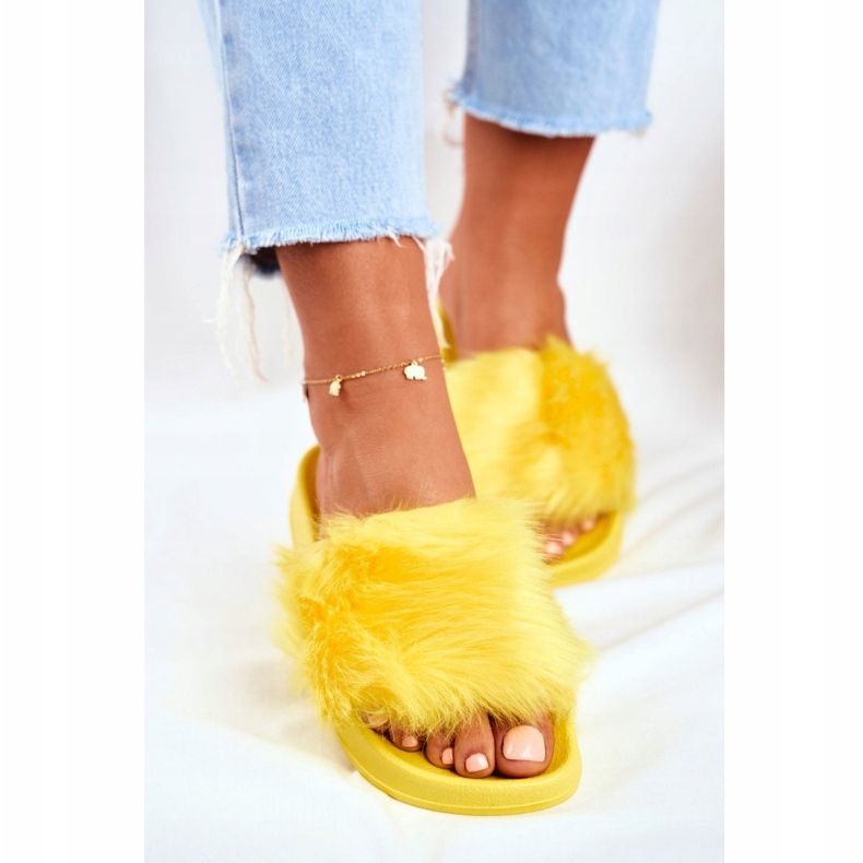 Chaussons Femme Avec Fourrure Fourrure Jaune 2