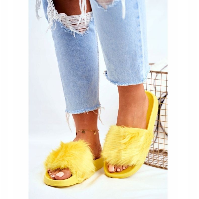 Chaussons Femme Avec Fourrure Fourrure Jaune 1