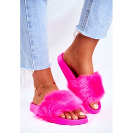 Chaussons Femme Avec Fourrure Fourrure Fuchsia Fluo rose 2