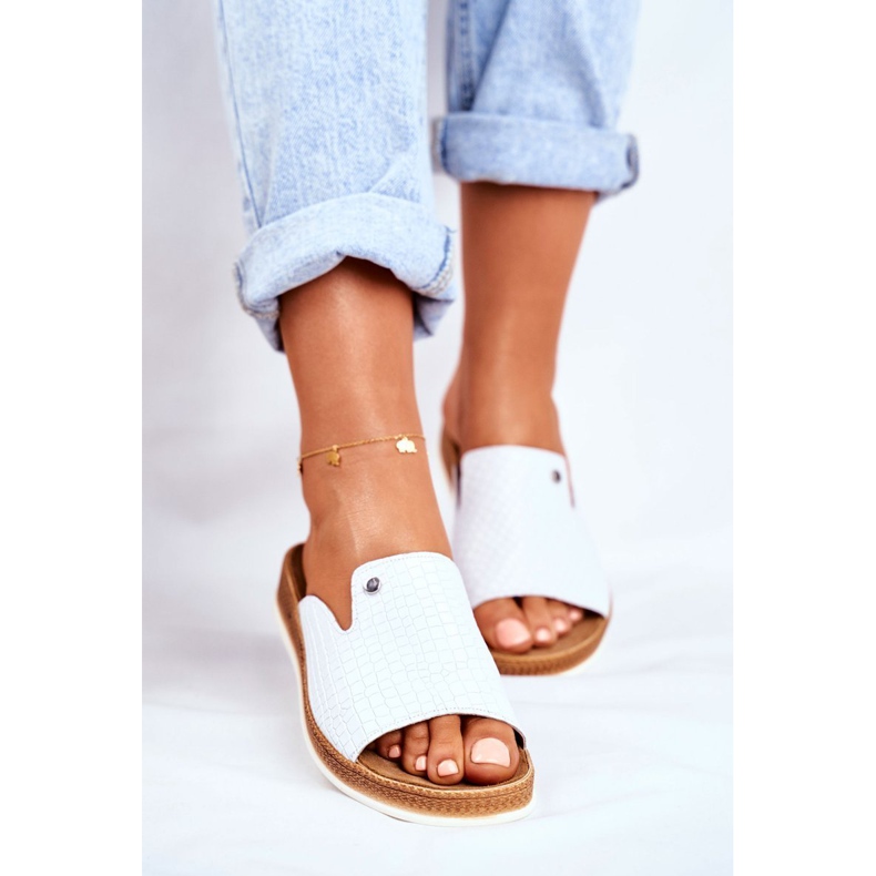 Chaussons Femme Cuir Élégant Blanc Nicole 2495 Pompey 1