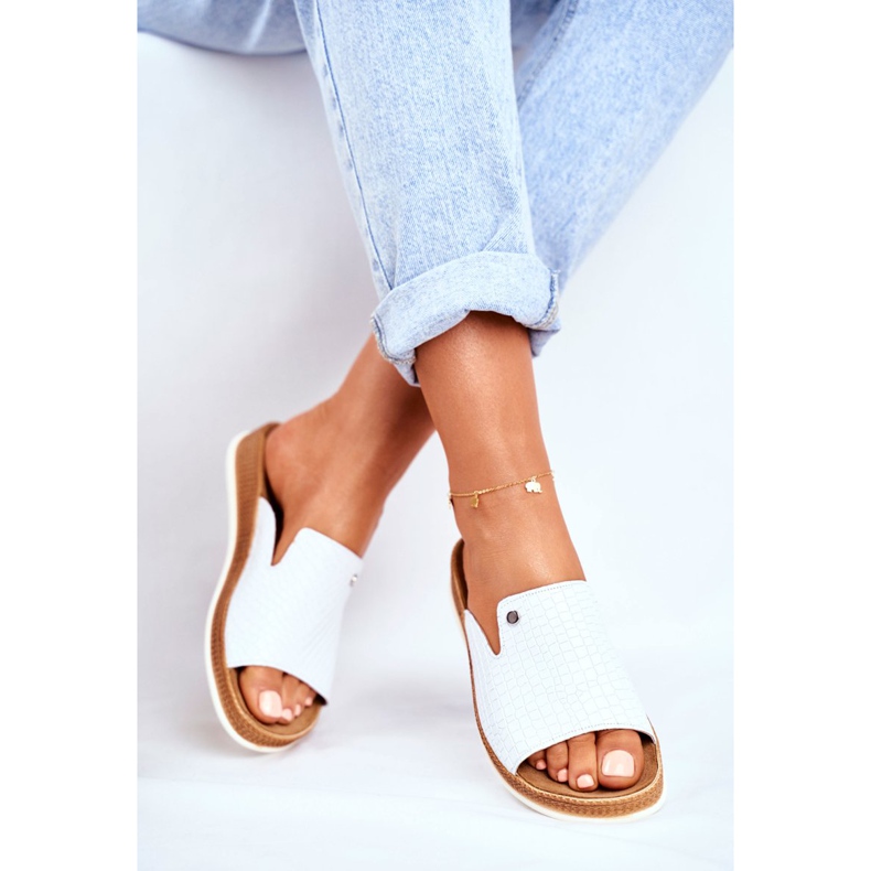 Chaussons Femme Cuir Élégant Blanc Nicole 2495 Pompey blanche 2