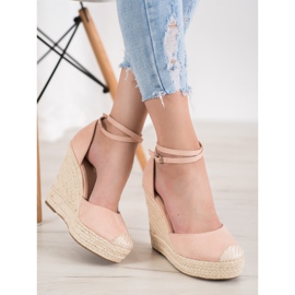 SHELOVET Espadrilles Hautes Sur Le Compensé rose 1 SHELOVET Espadrilles Hautes Sur Le Compensé rose 1