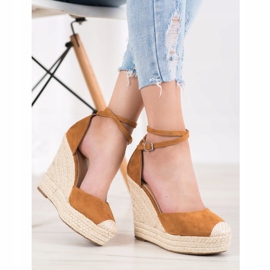 SHELOVET Espadrilles Hautes Sur Le Compensé brun 2 SHELOVET Espadrilles Hautes Sur Le Compensé brun 2