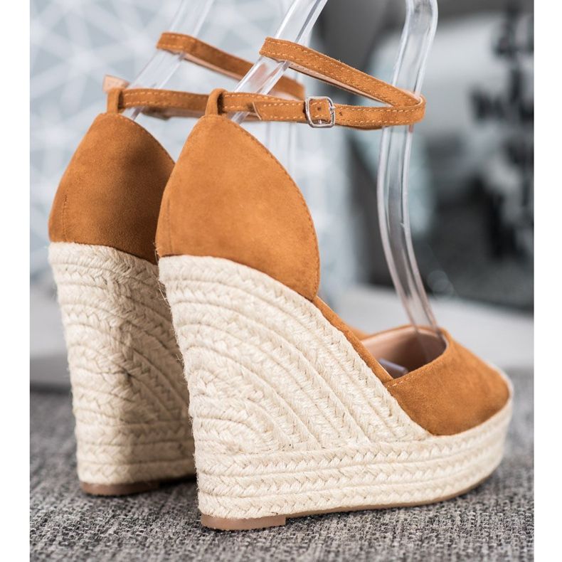 SHELOVET Espadrilles Hautes Sur Le Compensé brun 1 SHELOVET Espadrilles Hautes Sur Le Compensé brun 1