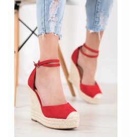 SHELOVET Espadrilles Hautes Sur Le Compensé rouge 1 SHELOVET Espadrilles Hautes Sur Le Compensé rouge 1