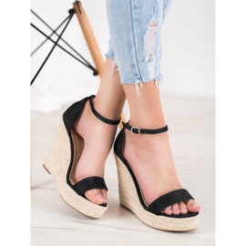 SHELOVET Sandales compensées sexy le noir 1