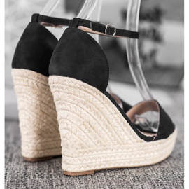 SHELOVET Sandales compensées sexy le noir 2