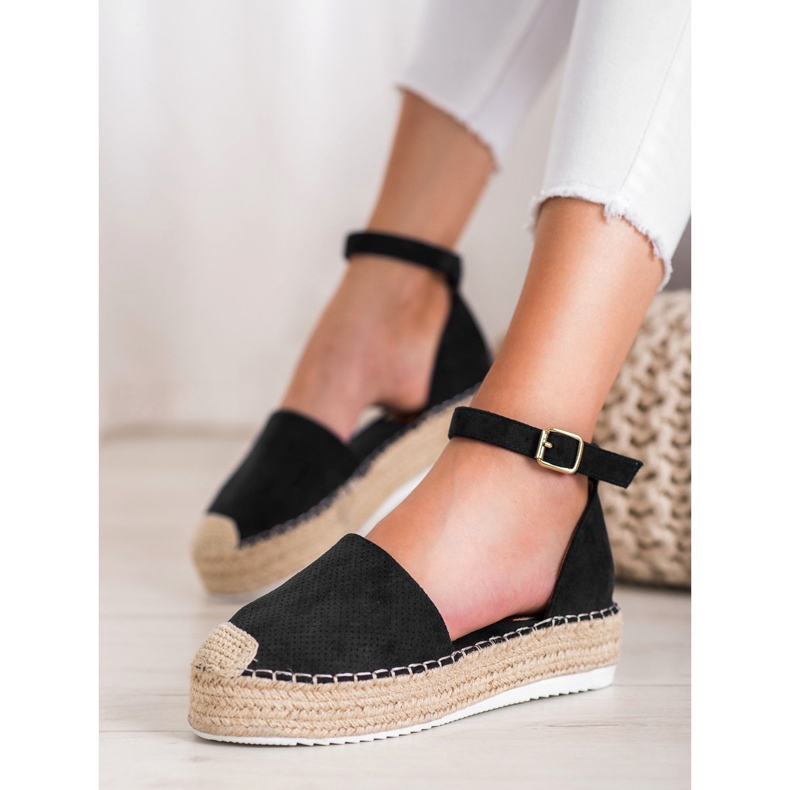 SHELOVET Espadrilles ajourées noir 1