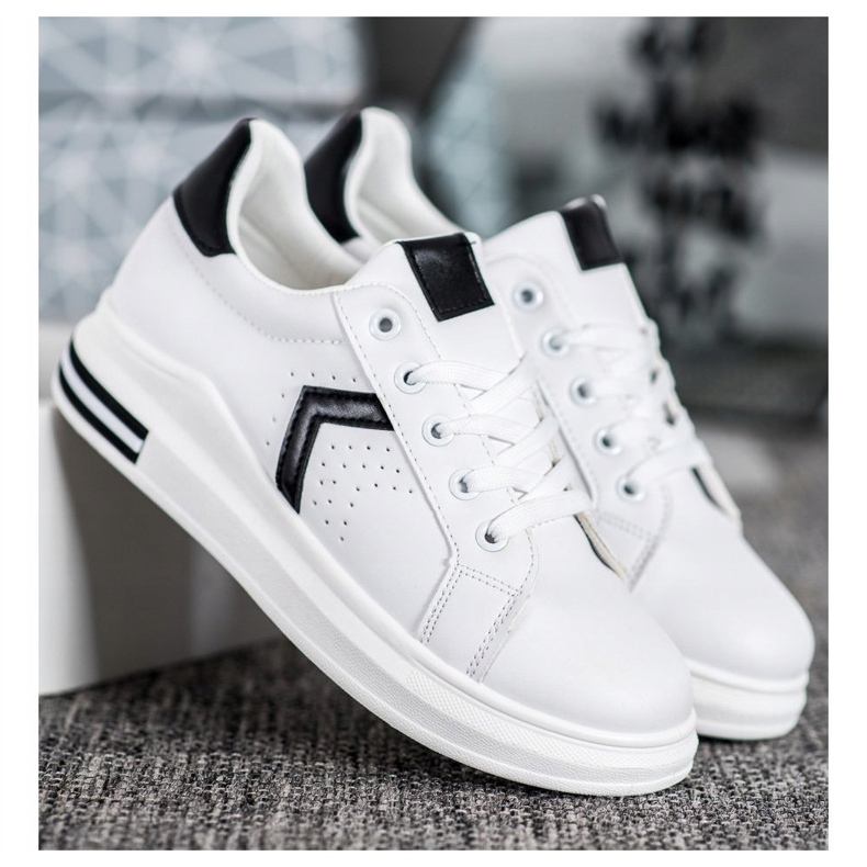 SHELOVET Chaussures de sport en cuir écologique blanc 1