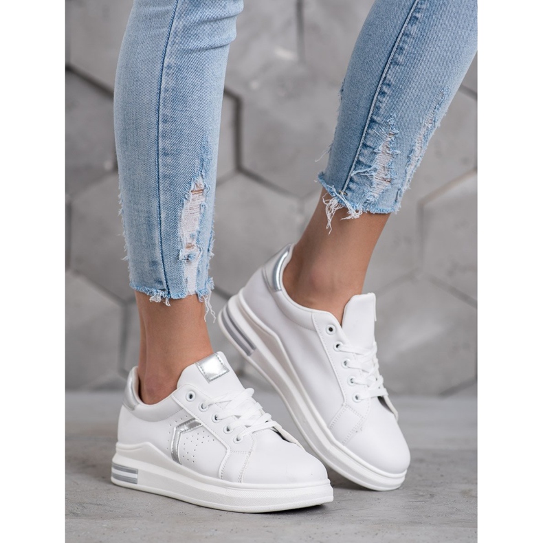 SHELOVET Chaussures de sport en cuir écologique blanc 1