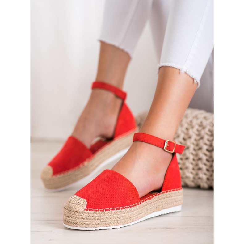 SHELOVET Espadrilles ajourées rouge 1