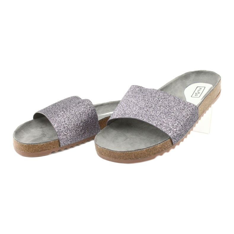 Filippo Les tongs pour femmes profilés en argent DK1373 / 20 gris 2