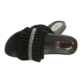 Filippo Les tongs noirs avec des volants et des zircons le noir 3