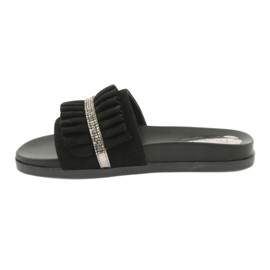 Filippo Les tongs noirs avec des volants et des zircons le noir 1