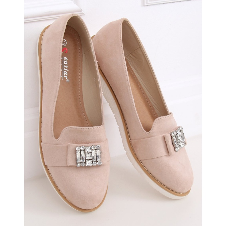 Mocassins en daim beige pastel T245 Beige 1