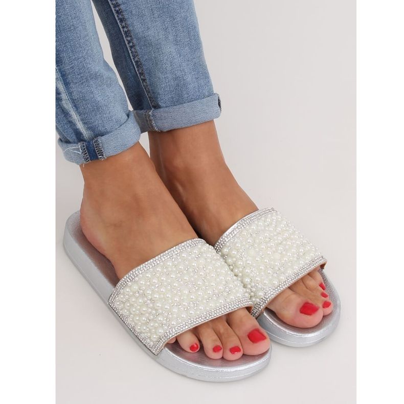 Chaussons en argent avec perles BG63 Silver gris 1 Chaussons en argent avec perles BG63 Silver gris 1