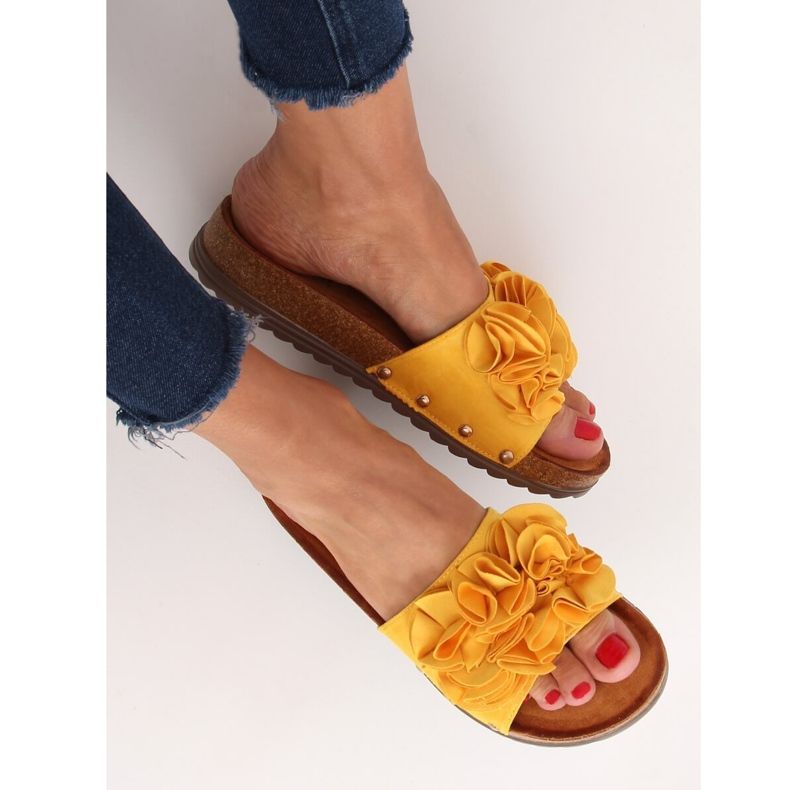 Chaussons femme miel F191 Jaune 1