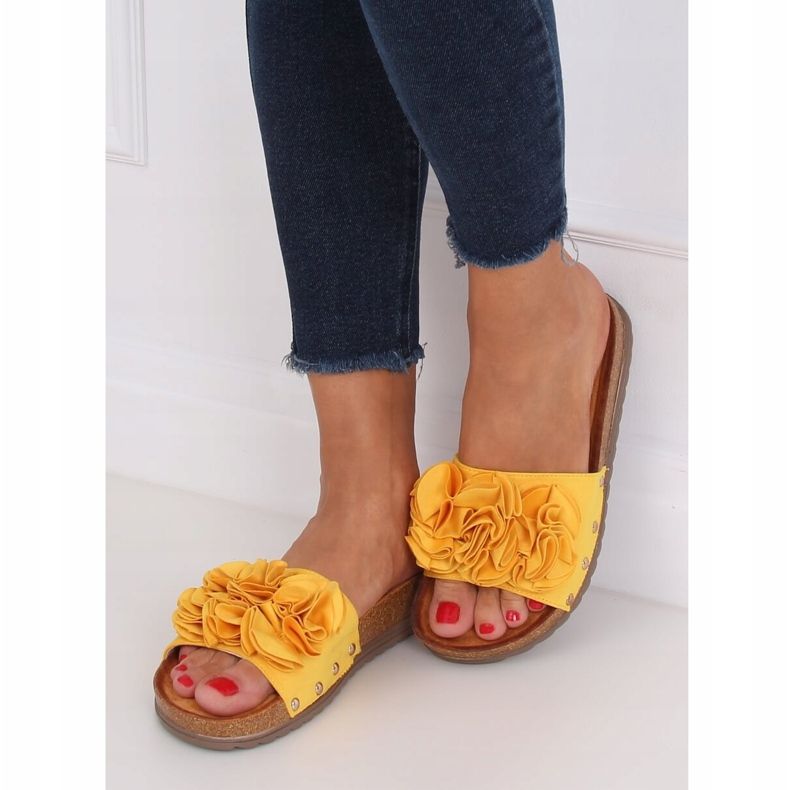 Chaussons femme miel F191 Jaune 2