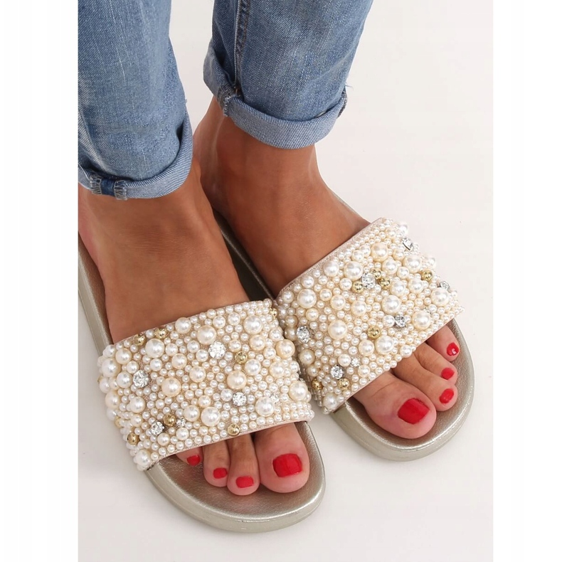 Chaussons avec perles BG66 Or doré 1