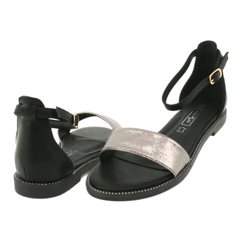 Sandales en cuir Filippo DS1285 / 20 BK SI noir multicolore gris 3