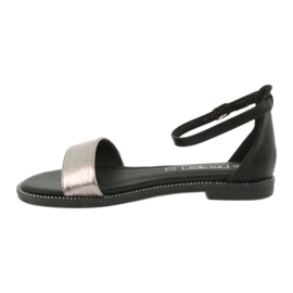 Sandales en cuir Filippo DS1285 / 20 BK SI noir multicolore gris 1