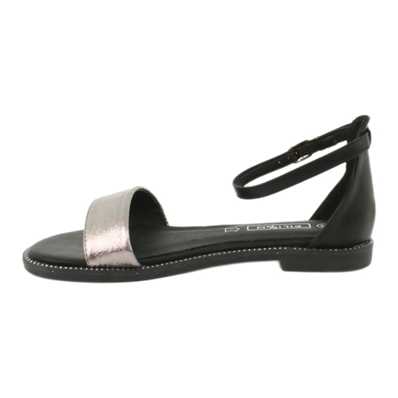 Sandales en cuir Filippo DS1285 / 20 BK SI le noir multicolore gris 1