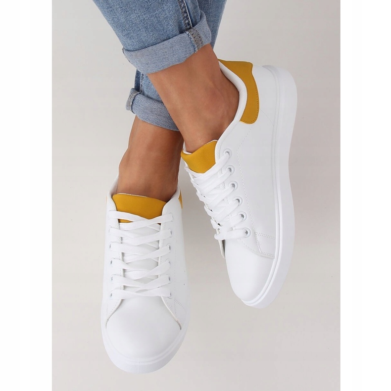 Baskets femme blanches LA85P Jaune 2